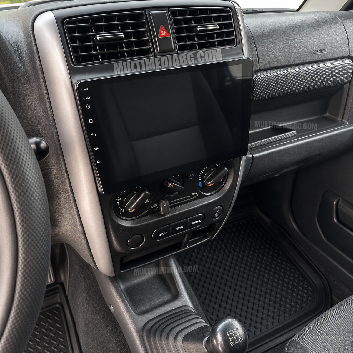 Suzuki Jimny 3 2005-2019 – Android мултимедия с CarPlay, GPS навигация и Bluetooth – екран и табло след монтаж
