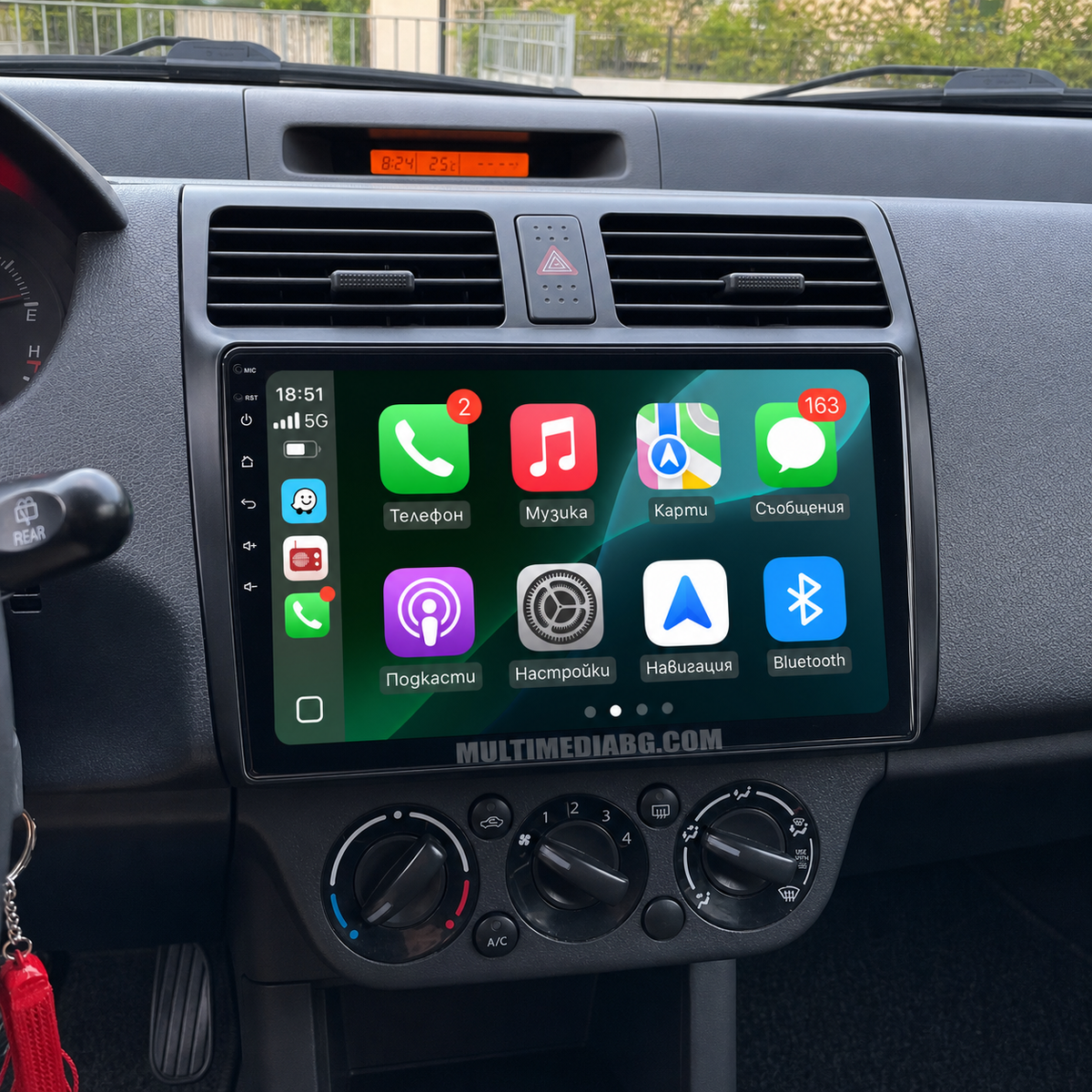 Suzuki Swift 2003-2010 – Android мултимедия с CarPlay, GPS навигация и Bluetooth – реална инсталация в автомобила
