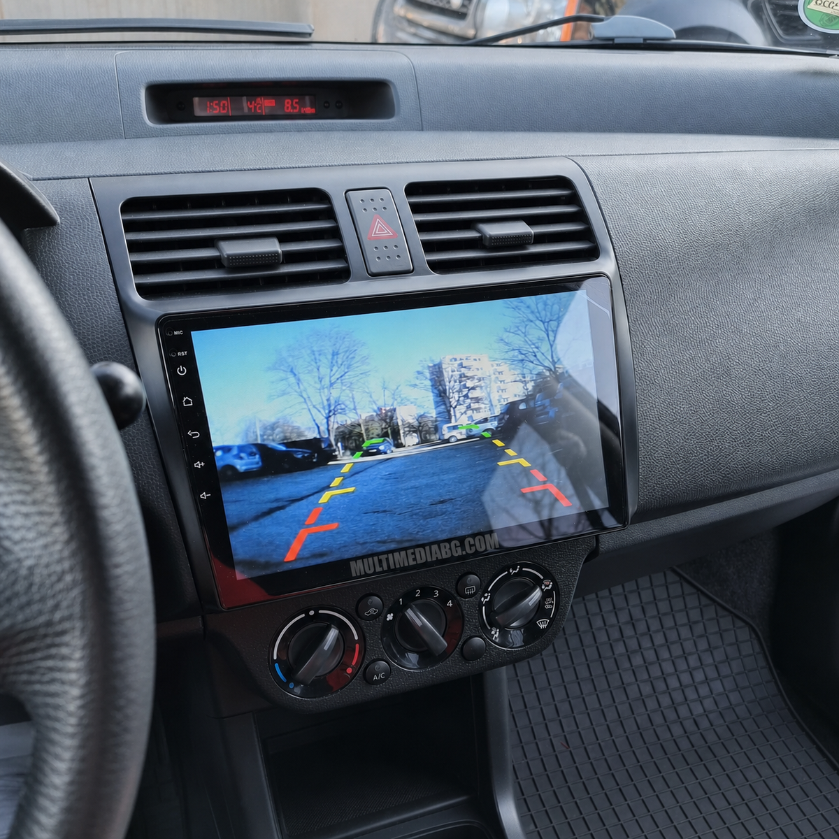 Suzuki Swift 2003-2010 – Android мултимедия с CarPlay, GPS навигация и Bluetooth – камера за задно виждане след монтаж