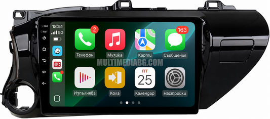 Android мултимедия с рамка за Toyota Hilux AN120 2015-2020, 10-инчов QLED дисплей, CarPlay и GPS навигация